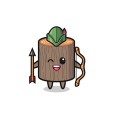 tree stump cartoon as medieval archer mascot