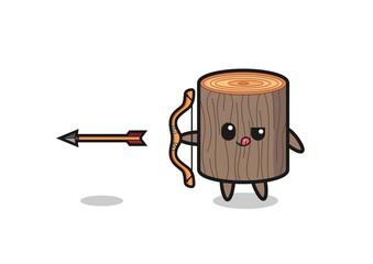 illustration of tree stump character doing archery
