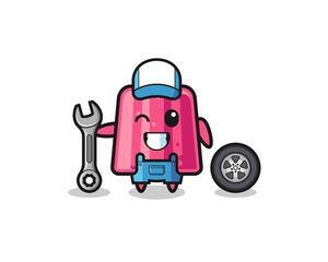 the jelly character as a mechanic mascot