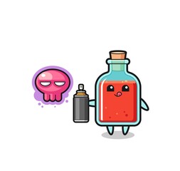 square poison bottle cartoon make a graffiti with a spray paint