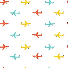 Fototapeta Seamless pattern with airplane. Air transport. Kids print. Vector illustrations obraz