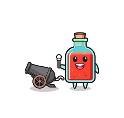 cute square poison bottle shoot using cannon