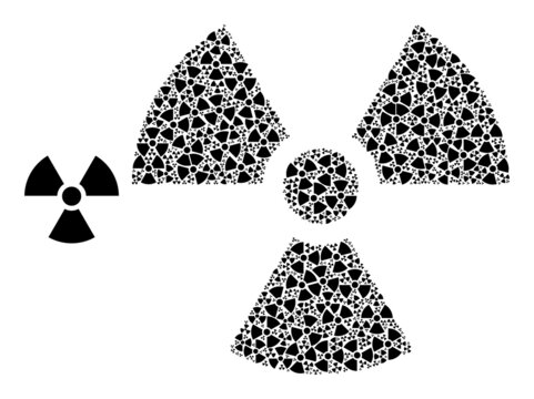 Recursion combination radioactivity icon. Vector mosaic is designed with random rotated radioactivity icons. Recursive mosaic for radioactivity icons.