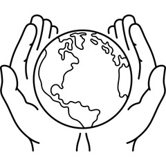 Pair of human hands holding earth globe