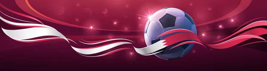 Fotobehang Realistic soccer ball with Qatar flag. Football championship in the arena. Vector illustration © Pasko Maksim 