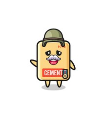 cute cement sack as veteran cartoon
