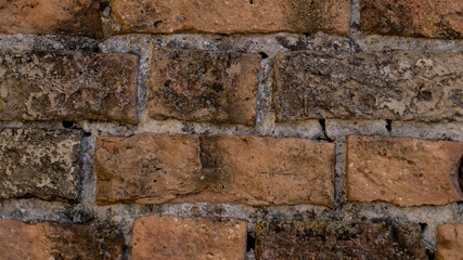 Close up of light orange brick wall