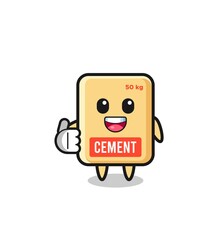 cement sack mascot doing thumbs up gesture