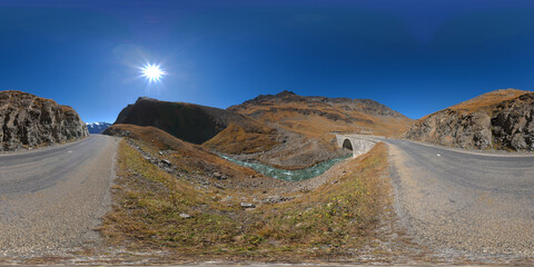 mountain pass road alps col de l'iseran vr environment 360° 180° equirectangular
