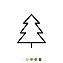 Pine tree or Christmas tree outline icon, Vector.