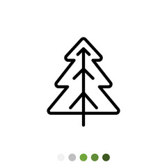 Pine tree or Christmas tree outline icon, Vector.