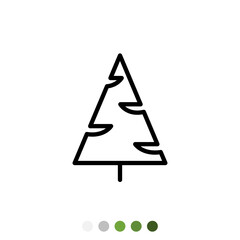 Pine tree or Christmas tree outline icon, Vector.