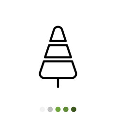 Pine tree or Christmas tree outline icon, Vector.