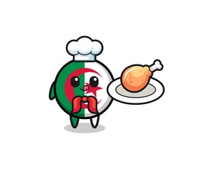algeria flag fried chicken chef cartoon character