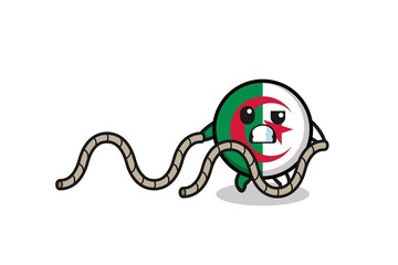 illustration of algeria flag doing battle rope workout
