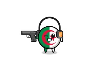 illustration of algeria flag cartoon doing shooting range