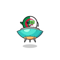 algeria flag cartoon riding a future spaceship