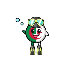 the algeria flag diver cartoon character