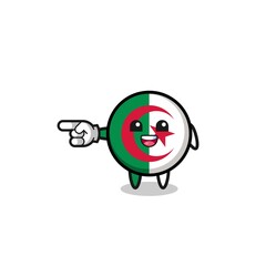 algeria flag cartoon with pointing left gesture