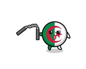 cartoon of algeria flag using nunchaku