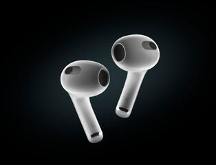 White headphones wireless headphones isolated on black background.