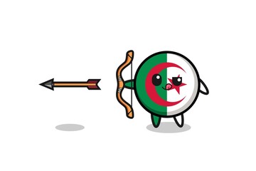 illustration of algeria flag character doing archery
