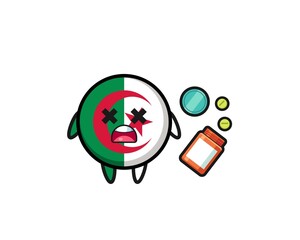illustration of overdose algeria flag character
