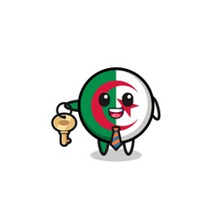 cute algeria flag as a real estate agent mascot