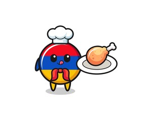 armenia flag fried chicken chef cartoon character