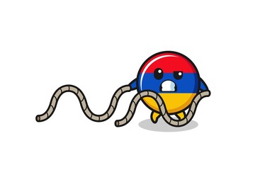 illustration of armenia flag doing battle rope workout