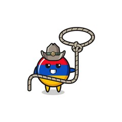 the armenia flag cowboy with lasso rope