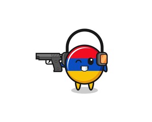 illustration of armenia flag cartoon doing shooting range