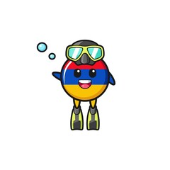 the armenia flag diver cartoon character