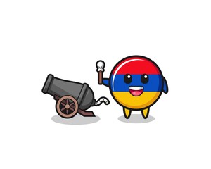 cute armenia flag shoot using cannon