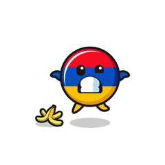 armenia flag cartoon is slip on a banana peel