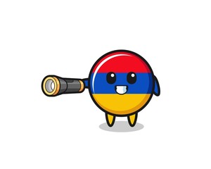 armenia flag mascot holding flashlight