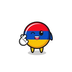armenia flag character doing Korean finger heart