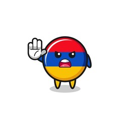 armenia flag character doing stop gesture