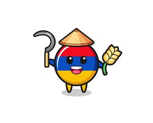 armenia flag Asian farmer holding paddy