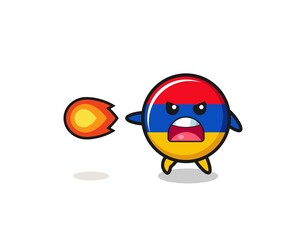 cute armenia flag mascot is shooting fire power