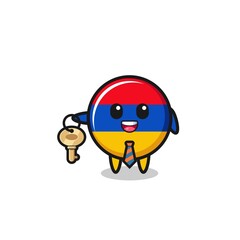 cute armenia flag as a real estate agent mascot