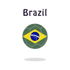 Soccer ball with Brazil flag motif. Vector illustration 