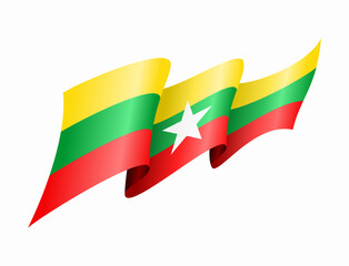 Myanmar flag wavy abstract background. Vector illustration.