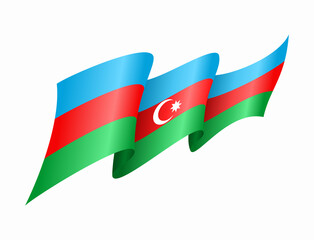 Azerbaijani flag wavy abstract background. Vector illustration.