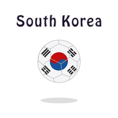 Soccer ball with South Korea flag motif. Vector illustration 