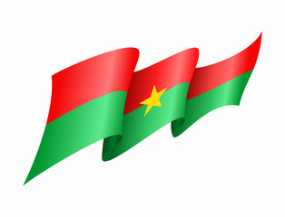 Burkina Faso flag wavy abstract background. Vector illustration.