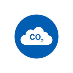 CO2 emissions cloud icon. Simple blue co2 sky icon for web and print isolated on white background.