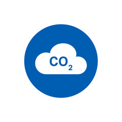 CO2 emissions cloud icon. Simple blue co2 sky icon for web and print isolated on white background.