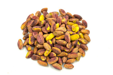 Pistachio kernel isolated on white background. close up