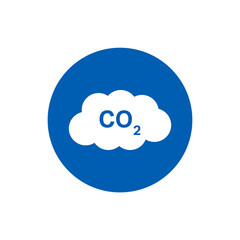 CO2 emissions cloud icon. Simple blue co2 sky icon for web and print isolated on white background.
